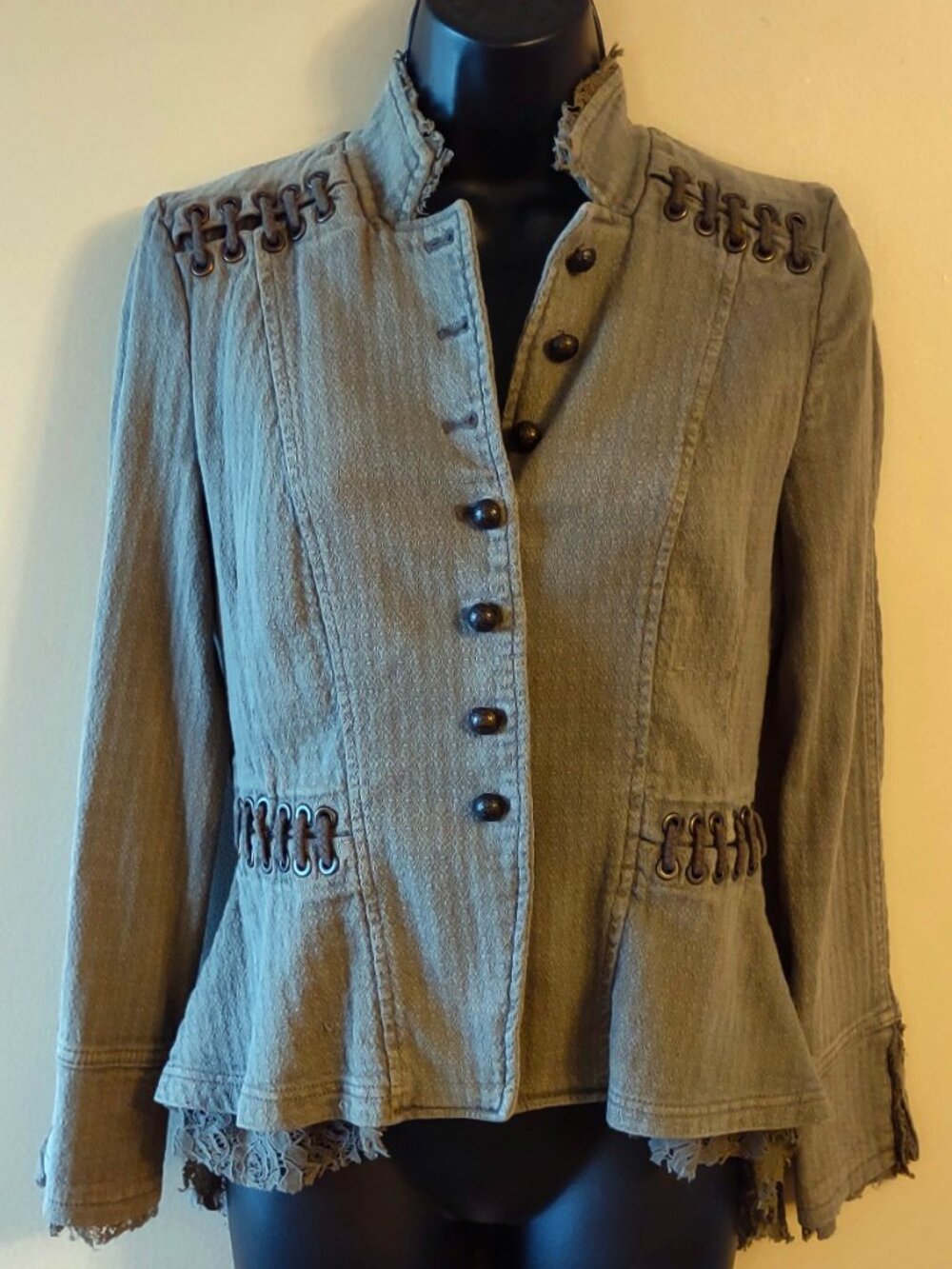 Free People Khaki Green Military Jacket
